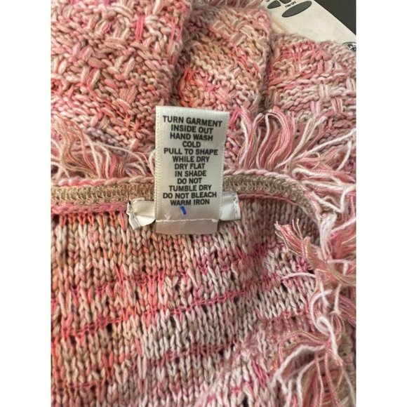 Cache Womens Pink Knit Open Front Fringe Cardigan Sweater Sz S Pockets - Picture 6 of 6